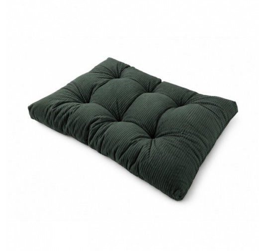 Coussin de siège matelassé pour palettes | Velours côtelé | 120x80 cm | Couleur vert foncé