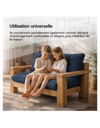 Coussin de siège matelassé pour palettes | Velours côtelé | 120x80 cm | Couleur vert foncé