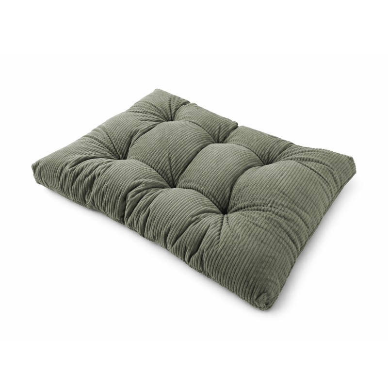 Coussin de siège matelassé pour palettes | Velours côtelé | 120x80 cm | Couleur vert