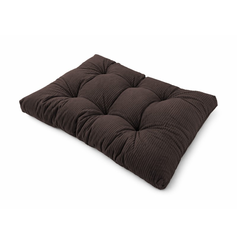Coussin de siège matelassé pour palettes | Velours côtelé | 120x80 cm | Couleur marron foncé