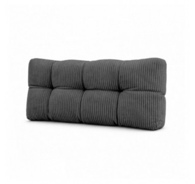 Coussin de dossier matelassé pour palettes | Velours côtelé | 120x40 cm | Couleur gris foncé