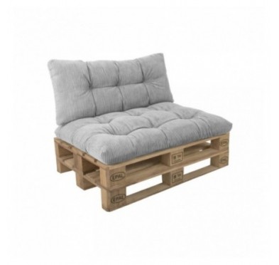 Set de 2 coussins de jardin matelassés pour palettes | Velours côtelé | Couleur gris