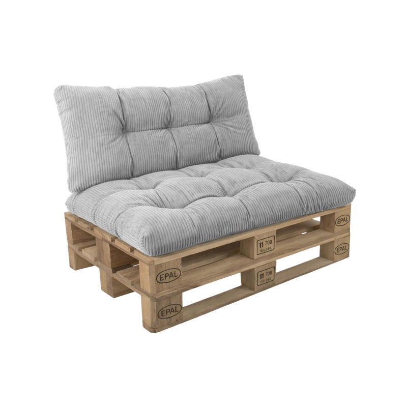 Set de 2 coussins de jardin matelassés pour palettes | Velours côtelé | Couleur gris