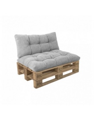 Set de 2 coussins de jardin matelassés pour palettes | Velours côtelé | Couleur gris