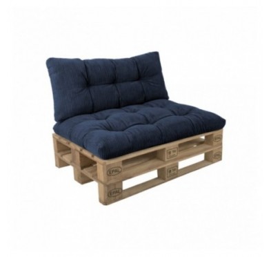 Set de 2 coussins de jardin matelassés pour palettes | Velours côtelé | Couleur bleu foncé