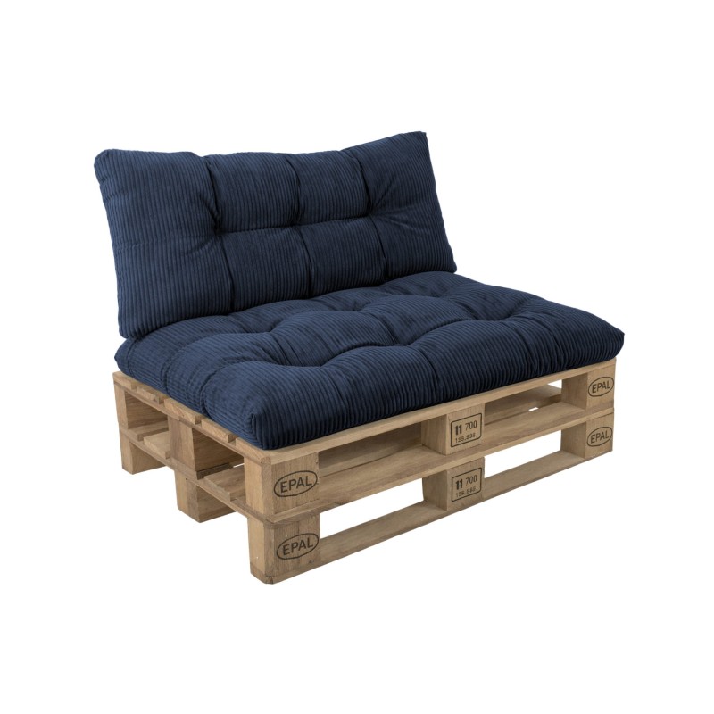 Set de 2 coussins de jardin matelassés pour palettes | Velours côtelé | Couleur bleu foncé