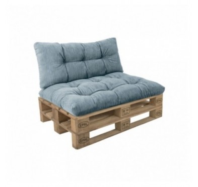 Set de 2 coussins de jardin matelassés pour palettes | Velours côtelé | Couleur bleu