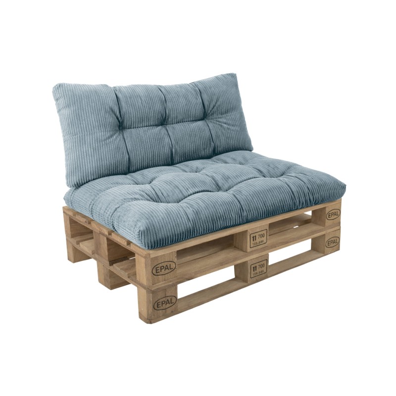 Set de 2 coussins de jardin matelassés pour palettes | Velours côtelé | Couleur bleu
