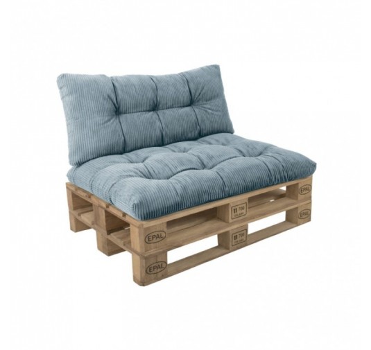 Set de 2 coussins de jardin matelassés pour palettes | Velours côtelé | Couleur bleu