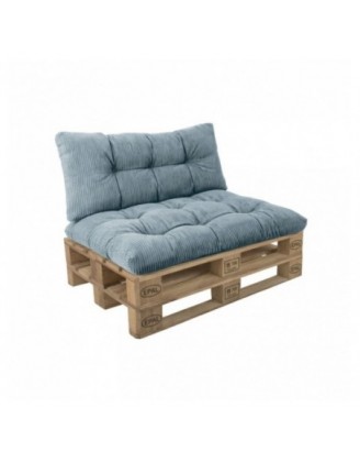Set de 2 coussins de jardin matelassés pour palettes | Velours côtelé | Couleur bleu