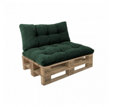Set de 2 coussins de jardin matelassés pour palettes | Velours côtelé | Couleur vert foncé