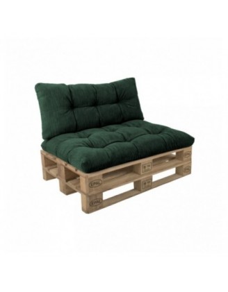Set de 2 coussins de jardin matelassés pour palettes | Velours côtelé | Couleur vert foncé