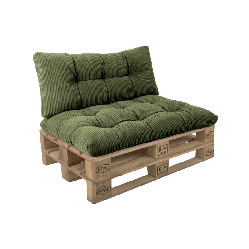 Set de 2 coussins de jardin matelassés pour palettes | Velours côtelé | Couleur vert