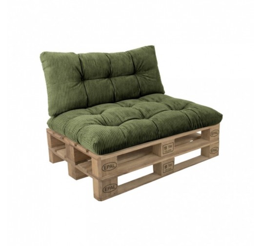 Set de 2 coussins de jardin matelassés pour palettes | Velours côtelé | Couleur vert