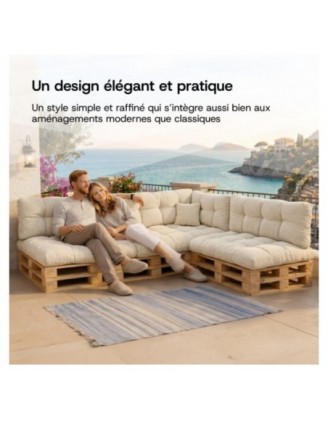 Set de 2 coussins de jardin matelassés pour palettes | Velours côtelé | Couleur vert