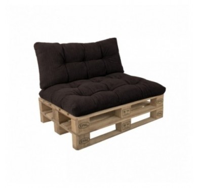 Set de 2 coussins de jardin matelassés pour palettes | Velours côtelé | Couleur marron foncé