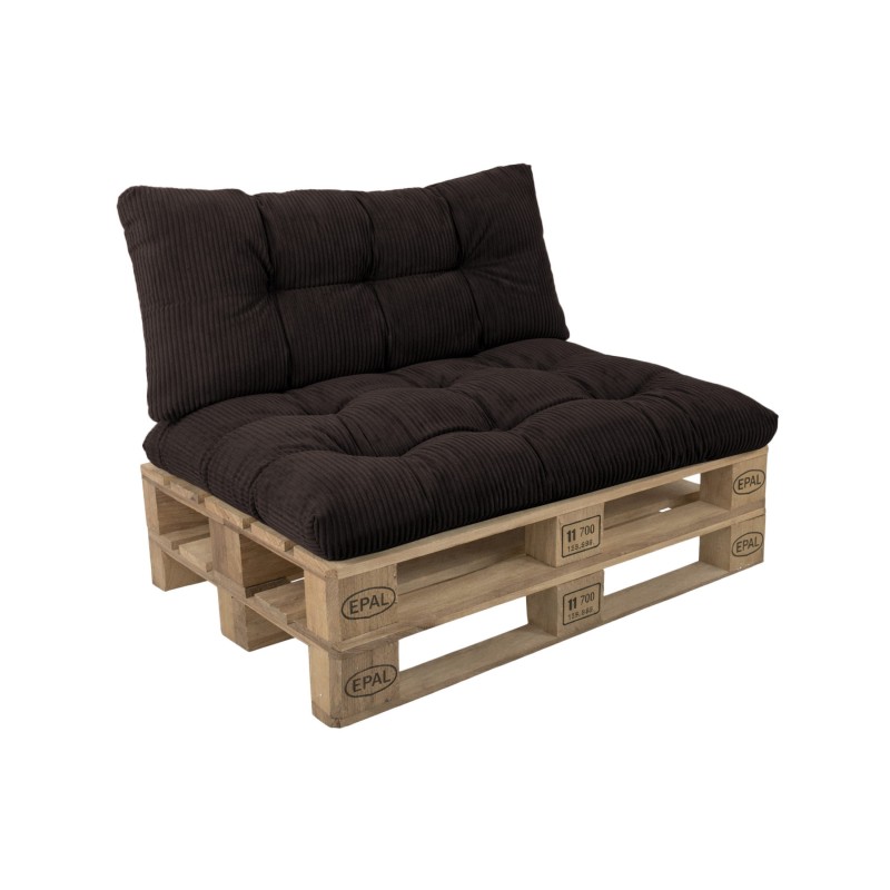 Set de 2 coussins de jardin matelassés pour palettes | Velours côtelé | Couleur marron foncé