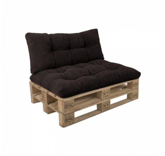 Set de 2 coussins de jardin matelassés pour palettes | Velours côtelé | Couleur marron foncé