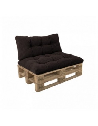 Set de 2 coussins de jardin matelassés pour palettes | Velours côtelé | Couleur marron foncé