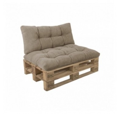 Set de 2 coussins de jardin matelassés pour palettes | Velours côtelé | Couleur marron