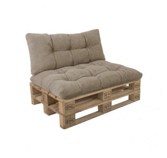 Set de 2 coussins de jardin matelassés pour palettes | Velours côtelé | Couleur marron