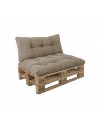 Set de 2 coussins de jardin matelassés pour palettes | Velours côtelé | Couleur marron