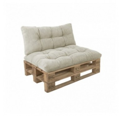 Set de 2 coussins de jardin matelassés pour palettes | Velours côtelé | Couleur beige foncé