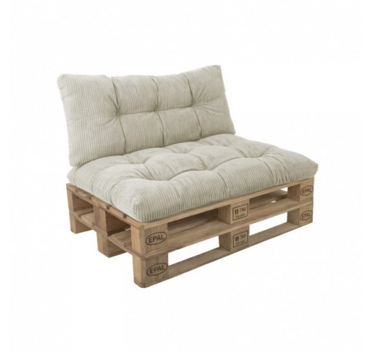 Set de 2 coussins de jardin matelassés pour palettes | Velours côtelé | Couleur beige foncé