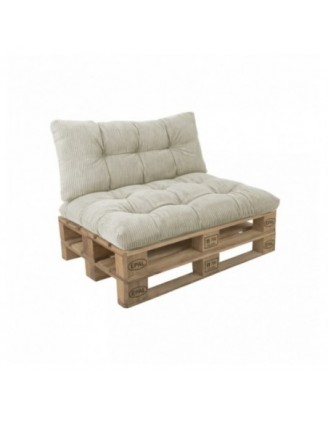Set de 2 coussins de jardin matelassés pour palettes | Velours côtelé | Couleur beige foncé