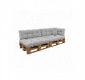 Set de 6 coussins de jardin matelassés pour palettes | Velours côtelé | Couleur gris