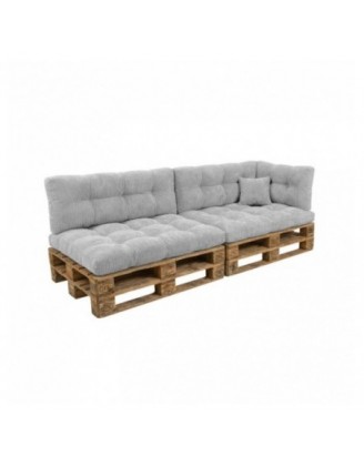 Set de 6 coussins de jardin matelassés pour palettes | Velours côtelé | Couleur gris