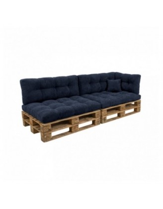 Set de 6 coussins de jardin matelassés pour palettes | Velours côtelé | Couleur bleu foncé