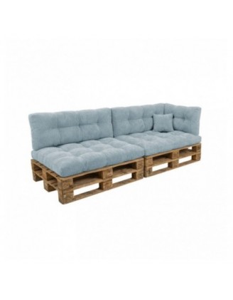 Set de 6 coussins de jardin matelassés pour palettes | Velours côtelé | Couleur bleu