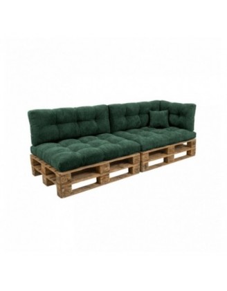 Set de 6 coussins de jardin matelassés pour palettes | Velours côtelé | Couleur vert foncé