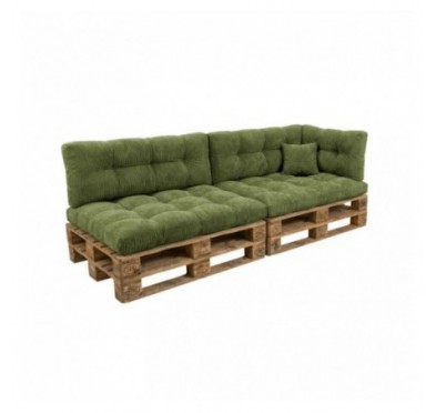 Set de 6 coussins de jardin matelassés pour palettes | Velours côtelé | Couleur vert