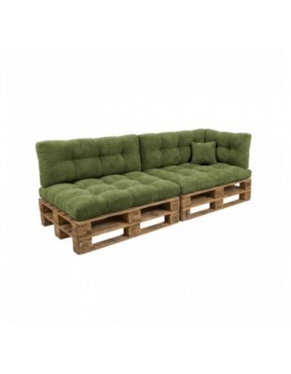 Set de 6 coussins de jardin matelassés pour palettes | Velours côtelé | Couleur vert