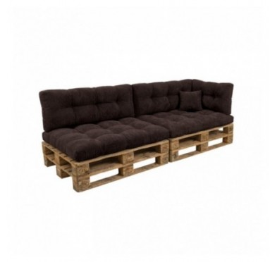 Set de 6 coussins de jardin matelassés pour palettes | Velours côtelé | Couleur marron foncé