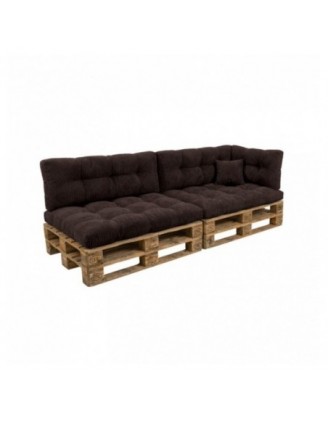 Set de 6 coussins de jardin matelassés pour palettes | Velours côtelé | Couleur marron foncé