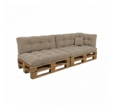 Set de 6 coussins de jardin matelassés pour palettes | Velours côtelé | Couleur marron