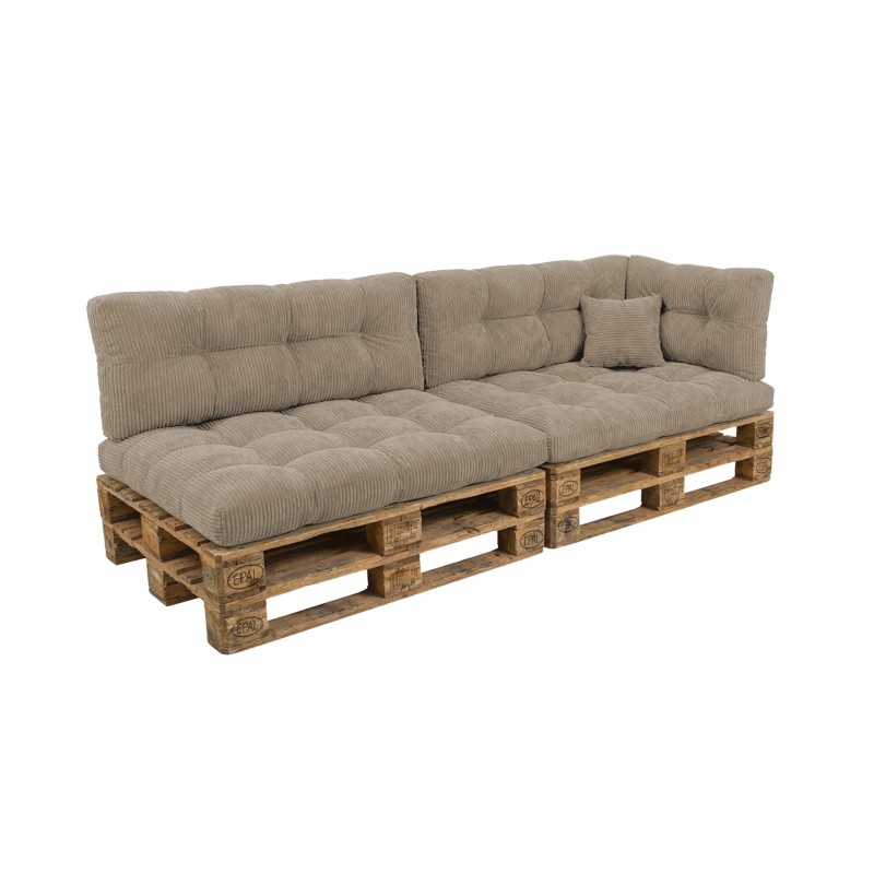 Set de 6 coussins de jardin matelassés pour palettes | Velours côtelé | Couleur marron