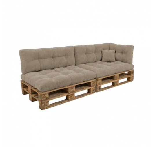 Set de 6 coussins de jardin matelassés pour palettes | Velours côtelé | Couleur marron