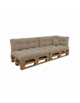 Set de 6 coussins de jardin matelassés pour palettes | Velours côtelé | Couleur marron