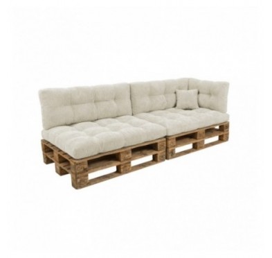 Set de 6 coussins de jardin matelassés pour palettes | Velours côtelé | Couleur beige foncé