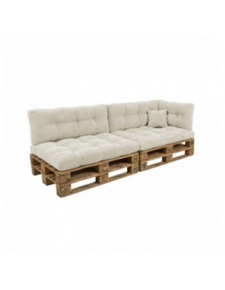 Set de 6 coussins de jardin matelassés pour palettes | Velours côtelé | Couleur beige foncé