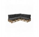 Set de 8 coussins de jardin matelassés pour palettes | Velours côtelé | Couleur gris foncé