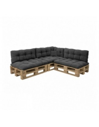 Set de 8 coussins de jardin matelassés pour palettes | Velours côtelé | Couleur gris foncé