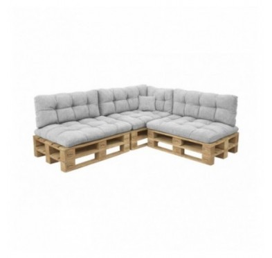 Set de 8 coussins de jardin matelassés pour palettes | Velours côtelé | Couleur gris