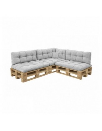 Set de 8 coussins de jardin matelassés pour palettes | Velours côtelé | Couleur gris