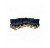Set de 8 coussins de jardin matelassés pour palettes | Velours côtelé | Couleur bleu foncé