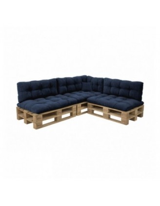 Set de 8 coussins de jardin matelassés pour palettes | Velours côtelé | Couleur bleu foncé